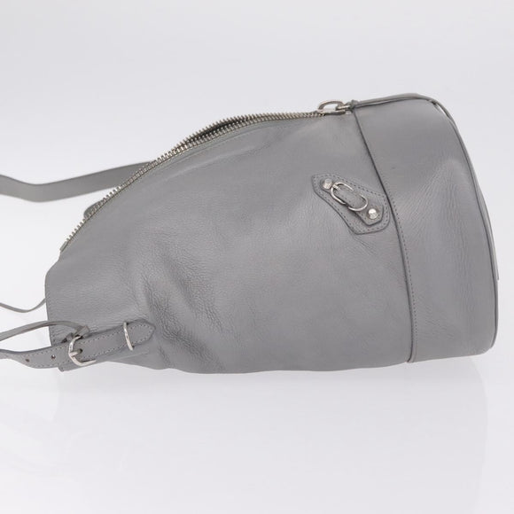 Balenciaga Paper Drop Bucket Shoulder Bag Leather Silver 357327 Auth LN082V