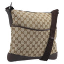 GUCCI GG Canvas Shoulder Bag Beige Silver 145857 Auth LN086V-1