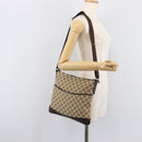 GUCCI GG Canvas Shoulder Bag Beige Silver 145857 Auth LN086V-26