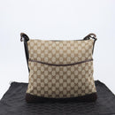 GUCCI GG Canvas Shoulder Bag Beige Silver 145857 Auth LN086V-12