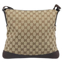 GUCCI GG Canvas Shoulder Bag Beige Silver 145857 Auth LN086V-2