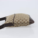 GUCCI GG Canvas Shoulder Bag Beige Silver 145857 Auth LN086V-4