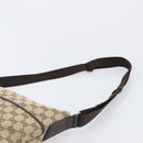 GUCCI GG Canvas Shoulder Bag Beige Silver 145857 Auth LN086V-14