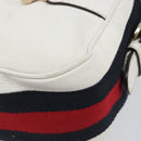GUCCI Sherry Line Horsebit Shoulder Bag Leather White Gold 247604 Auth LN087V-15