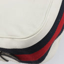 GUCCI Sherry Line Horsebit Shoulder Bag Leather White Gold 247604 Auth LN087V-18