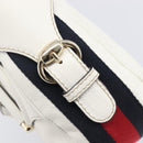 GUCCI Sherry Line Horsebit Shoulder Bag Leather White Gold 247604 Auth LN087V-19