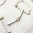 GUCCI Sherry Line Horsebit Shoulder Bag Leather White Gold 247604 Auth LN087V-20