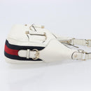 GUCCI Sherry Line Horsebit Shoulder Bag Leather White Gold 247604 Auth LN087V-3