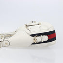 GUCCI Sherry Line Horsebit Shoulder Bag Leather White Gold 247604 Auth LN087V-4