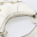 GUCCI Sherry Line Horsebit Shoulder Bag Leather White Gold 247604 Auth LN087V-6