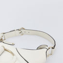 GUCCI Sherry Line Horsebit Shoulder Bag Leather White Gold 247604 Auth LN087V-14