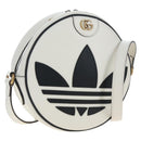 GUCCI x Adidas Shoulder Bag Leather White Gold Tone 702626 Auth LN090M-1