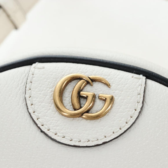 GUCCI x Adidas Shoulder Bag Leather White Gold Tone 702626 Auth LN090M