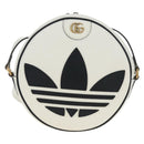 GUCCI x Adidas Shoulder Bag Leather White Gold Tone 702626 Auth LN090M-2