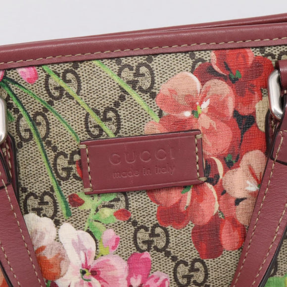 GUCCI GG Supreme Blooms Hand Bag PVC 2way Beige Pink 429019 Auth LN091V