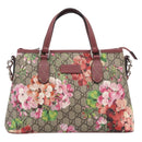 GUCCI GG Supreme Blooms Hand Bag PVC 2way Beige Pink 429019 Auth LN091V-13