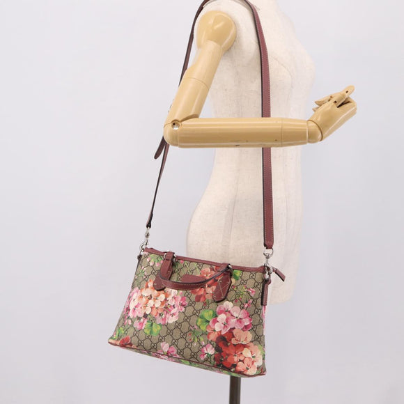 GUCCI GG Supreme Blooms Hand Bag PVC 2way Beige Pink 429019 Auth LN091V
