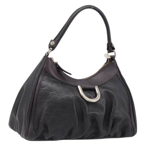 GUCCI GuccissimaGG Abbey Shoulder Bag Leather Dark Brown Gold 190525 Auth LN092V