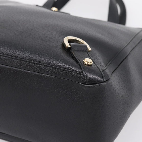 GUCCI Abbey Hand Bag Leather Black Gold Tone 130739 Auth LN093V