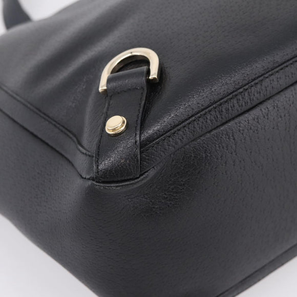 GUCCI Abbey Hand Bag Leather Black Gold Tone 130739 Auth LN093V
