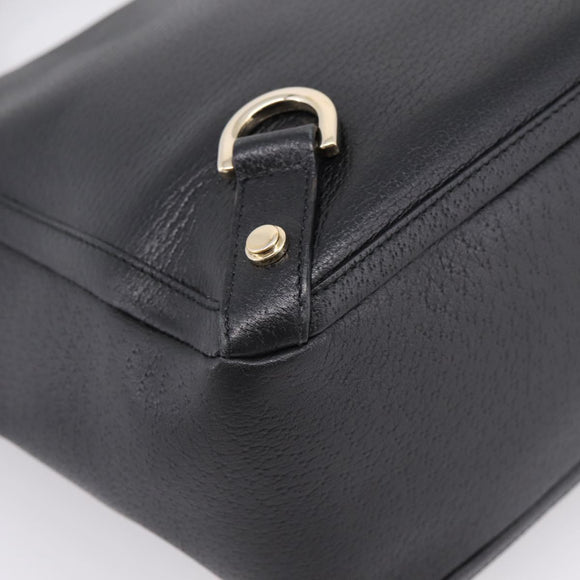 GUCCI Abbey Hand Bag Leather Black Gold Tone 130739 Auth LN093V