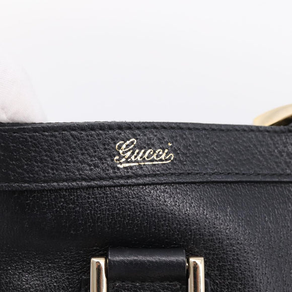 GUCCI Abbey Hand Bag Leather Black Gold Tone 130739 Auth LN093V