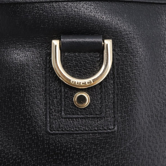 GUCCI Abbey Hand Bag Leather Black Gold Tone 130739 Auth LN093V
