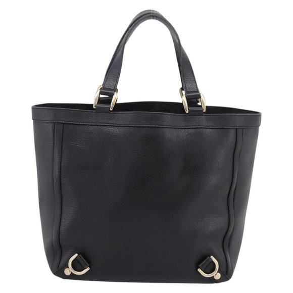 GUCCI Abbey Hand Bag Leather Black Gold Tone 130739 Auth LN093V