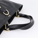 GUCCI Abbey Hand Bag Leather Black Gold Tone 130739 Auth LN093V-7