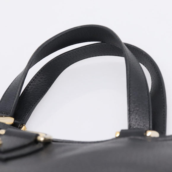 GUCCI Abbey Hand Bag Leather Black Gold Tone 130739 Auth LN093V
