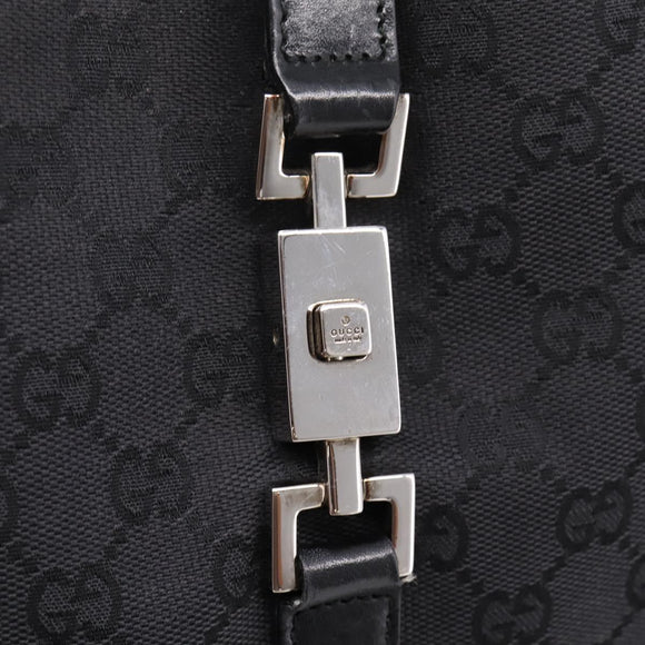 GUCCI GG Canvas Jackie Shoulder Bag Black Silver 001 3306 Auth LN094V