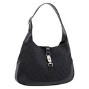 GUCCI GG Canvas Jackie Shoulder Bag Black Silver 001 3306 Auth LN094V-1