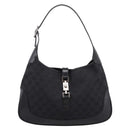 GUCCI GG Canvas Jackie Shoulder Bag Black Silver 001 3306 Auth LN094V-13