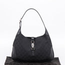 GUCCI GG Canvas Jackie Shoulder Bag Black Silver 001 3306 Auth LN094V-12
