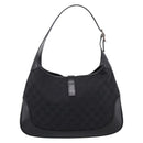 GUCCI GG Canvas Jackie Shoulder Bag Black Silver 001 3306 Auth LN094V-2