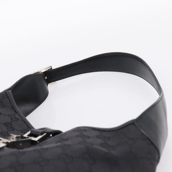 GUCCI GG Canvas Jackie Shoulder Bag Black Silver 001 3306 Auth LN094V