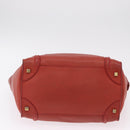 CELINE Luggage Mini Shopper Hand Bag Leather Red Gold Tone Auth LN095V-10