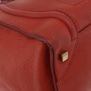 CELINE Luggage Mini Shopper Hand Bag Leather Red Gold Tone Auth LN095V-11