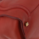 CELINE Luggage Mini Shopper Hand Bag Leather Red Gold Tone Auth LN095V-13