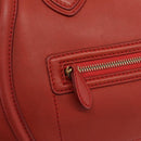 CELINE Luggage Mini Shopper Hand Bag Leather Red Gold Tone Auth LN095V-16