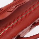 CELINE Luggage Mini Shopper Hand Bag Leather Red Gold Tone Auth LN095V-17