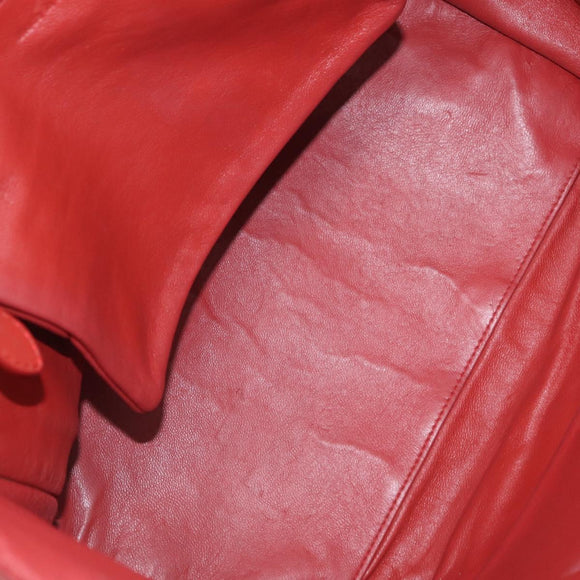 CELINE Luggage Mini Shopper Hand Bag Leather Red Gold Tone Auth LN095V