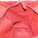 CELINE Luggage Mini Shopper Hand Bag Leather Red Gold Tone Auth LN095V-21