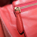 CELINE Luggage Mini Shopper Hand Bag Leather Red Gold Tone Auth LN095V-22