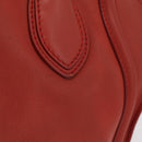 CELINE Luggage Mini Shopper Hand Bag Leather Red Gold Tone Auth LN095V-4