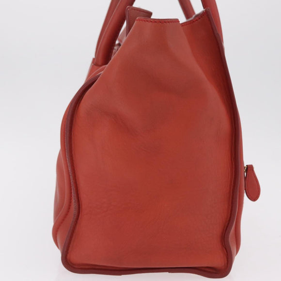 CELINE Luggage Mini Shopper Hand Bag Leather Red Gold Tone Auth LN095V