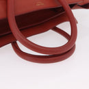 CELINE Luggage Mini Shopper Hand Bag Leather Red Gold Tone Auth LN095V-8
