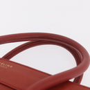CELINE Luggage Mini Shopper Hand Bag Leather Red Gold Tone Auth LN095V-9