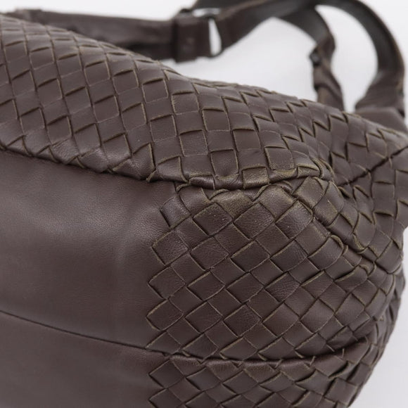 Bottega Veneta INTRECCIATO Campana Hand Bag Leather Brown 125787 Auth LN096V