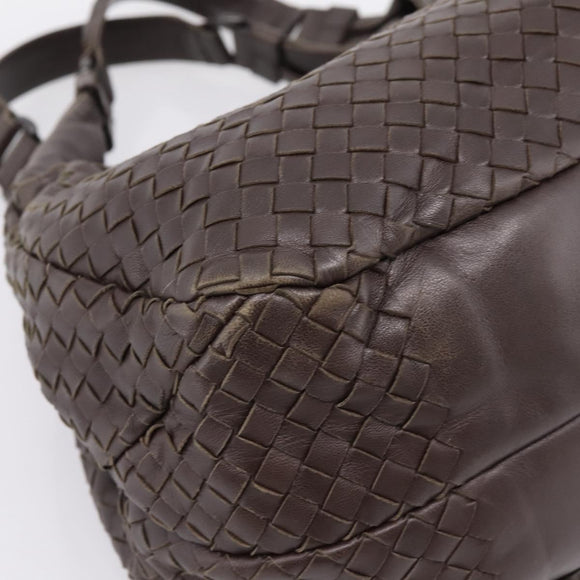 Bottega Veneta INTRECCIATO Campana Hand Bag Leather Brown 125787 Auth LN096V